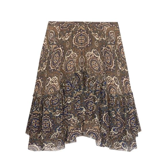 Chloe Printed Silk Chiffon Flounce Mini Skirt Size 40 / Large - Picture 1 of 9